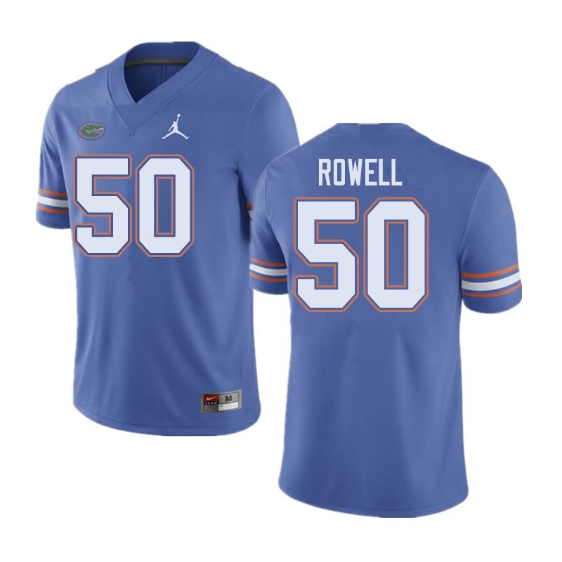 Men's NCAA Florida Gators Tanner Rowell #50 Stitched Authentic Jordan Brand Blue College Football Jersey TAQ3165HC